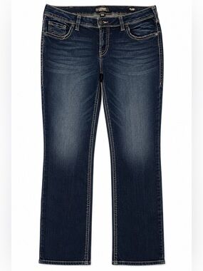 Silver Jeans Suki Mid Straight Jeans Womens 18 Dark Wash Stretch Denim Plus Size